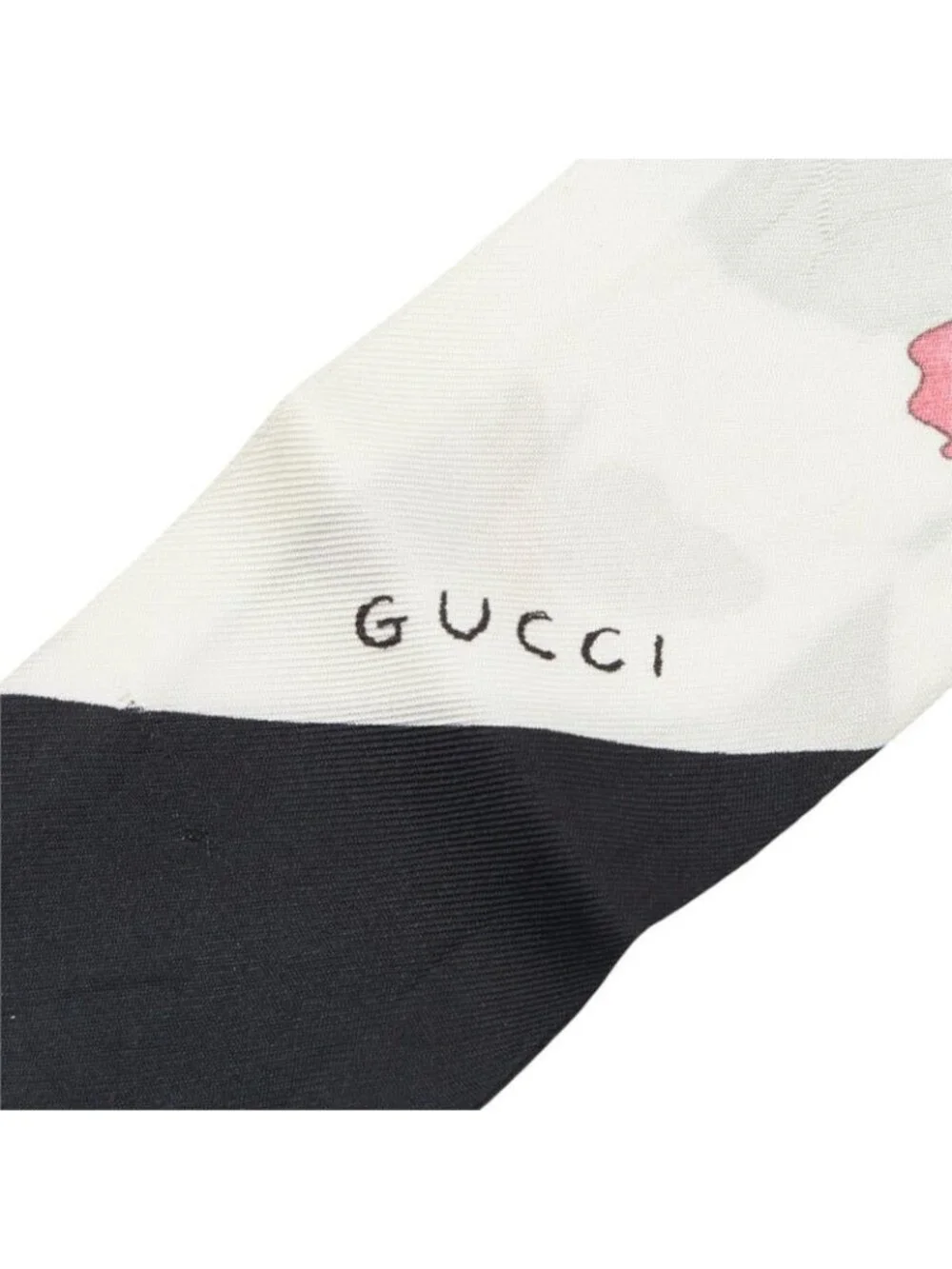 Gucci Scarf White Black Multicolor Silk